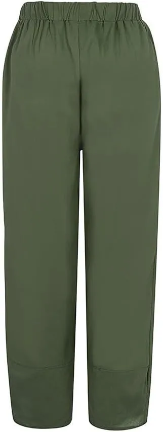 Womens Pants Casual Cotton Linen Plus Size Elastic Waist Capris Summer Loose Lightweight Cropped Pants with Pockets