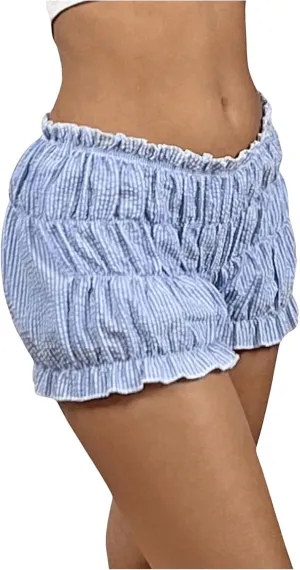 Women's Plaid Low Rise Checkered Bloomer Y2k Mini Ruffle Micro Boxer Shorts