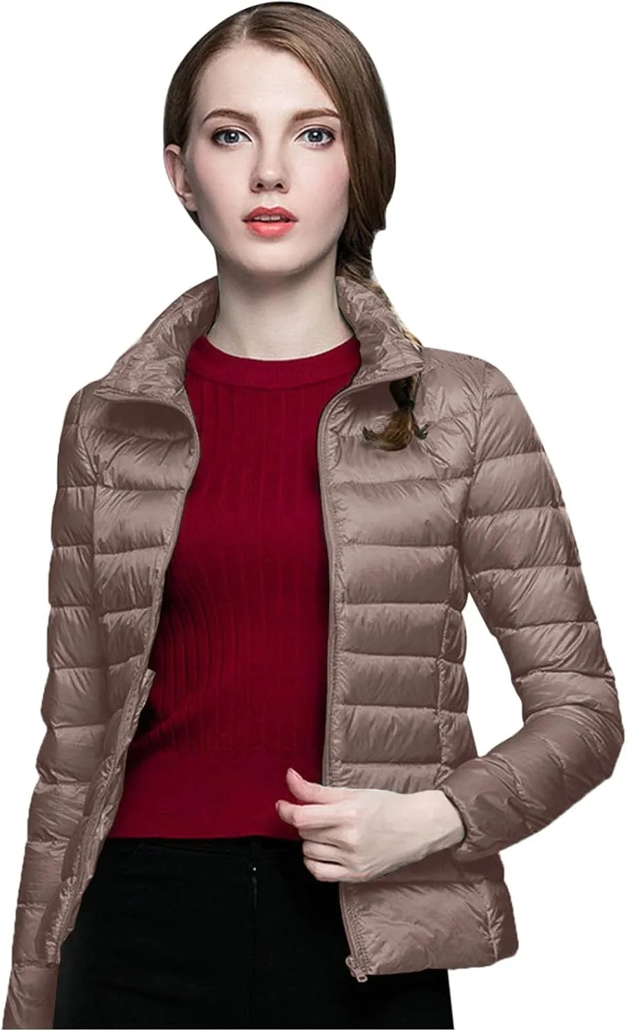 Womens Puffer Jacket 2025 Winter Warm Packable Down Jacket Lightweight Slim Fit Hooded Jacket Short Duck Down Coat