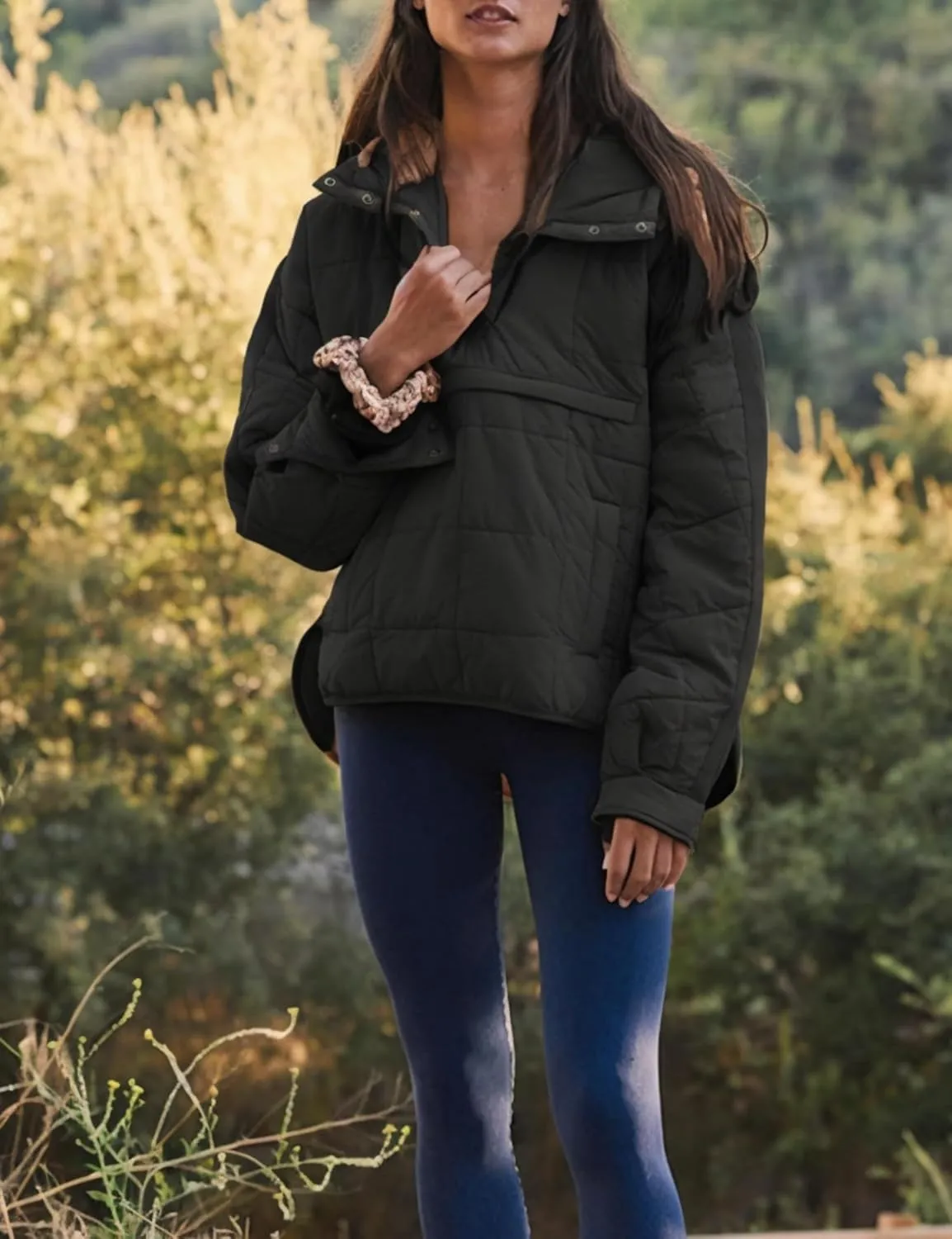 Women's Pullover Puffer Jacket Hooded Oversized Lightweight Quilted Jacket Winter Warm Padded Coat
