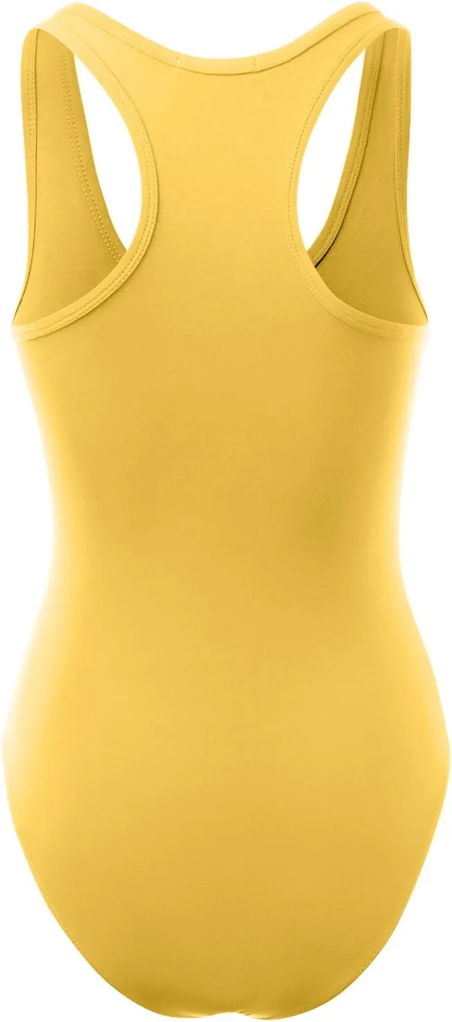 Women's Racerback Tank Top Bodysuits Sleeveless Sexy V-Neck Cotton Jumpsuits
