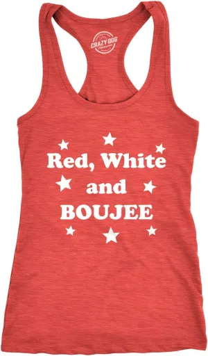Womens Red White and Boujee Funny Shirts Workout Sleeveless Ladies Fitness Tank Top