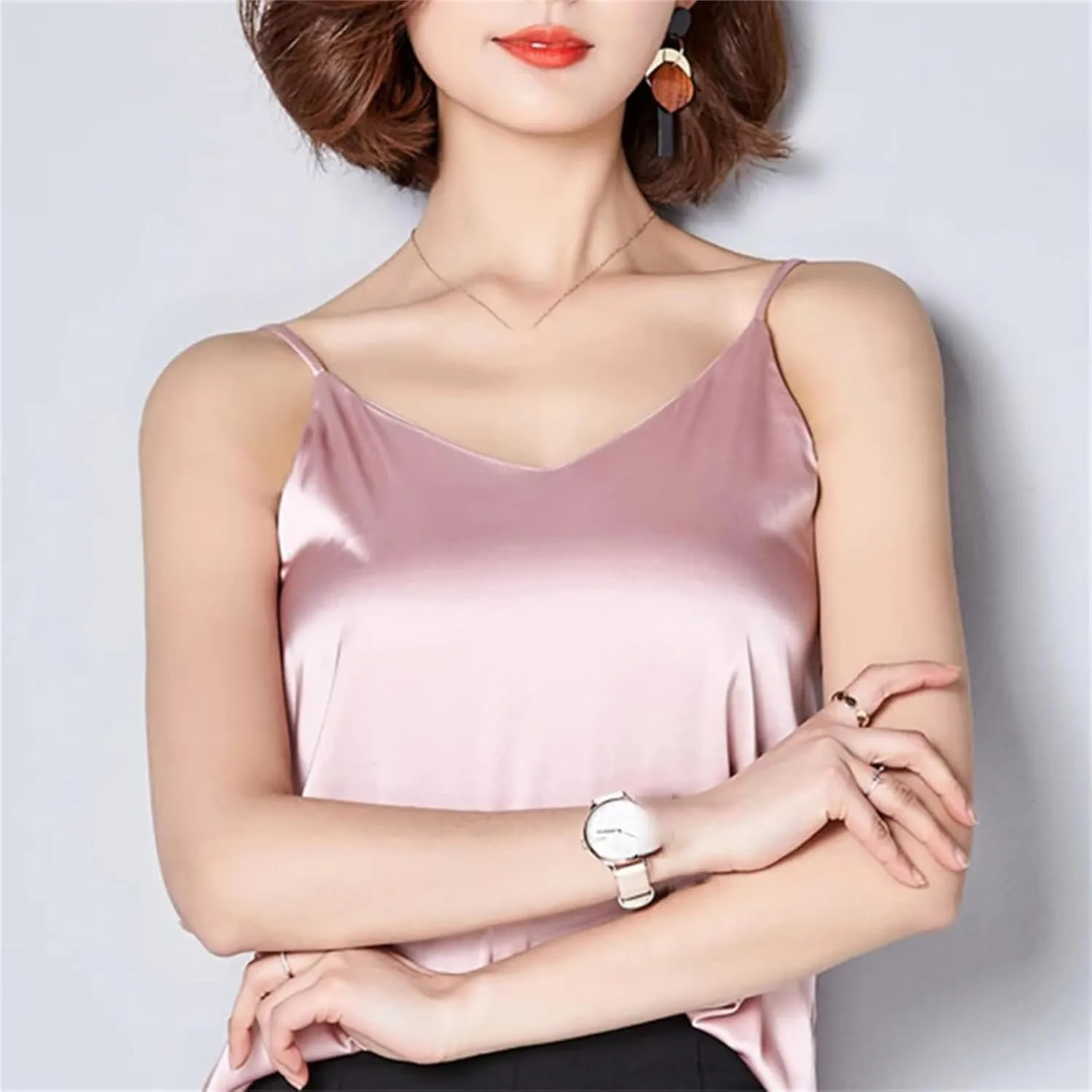 Women's Satin Silk Camisole  Sexy Spaghetti Strap Tank Top Sleeveless Summer Blouse Vest