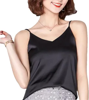 Women's Satin Silk Camisole  Sexy Spaghetti Strap Tank Top Sleeveless Summer Blouse Vest