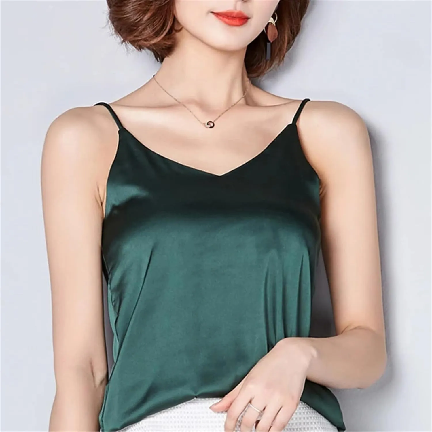 Women's Satin Silk Camisole  Sexy Spaghetti Strap Tank Top Sleeveless Summer Blouse Vest