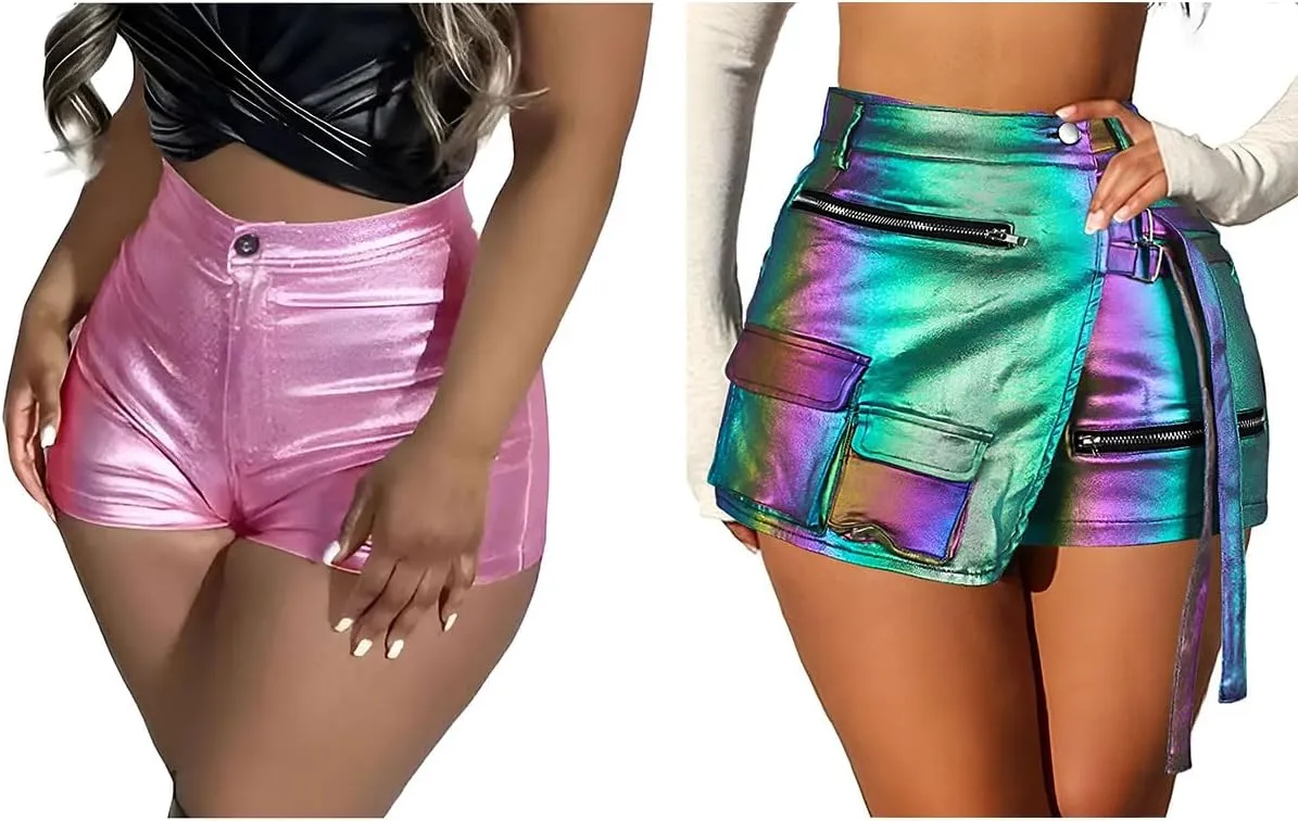 Women's Sexy High Waisted Club Faux Leather Shorts Fashion Disco Short Hot Pants X-Large