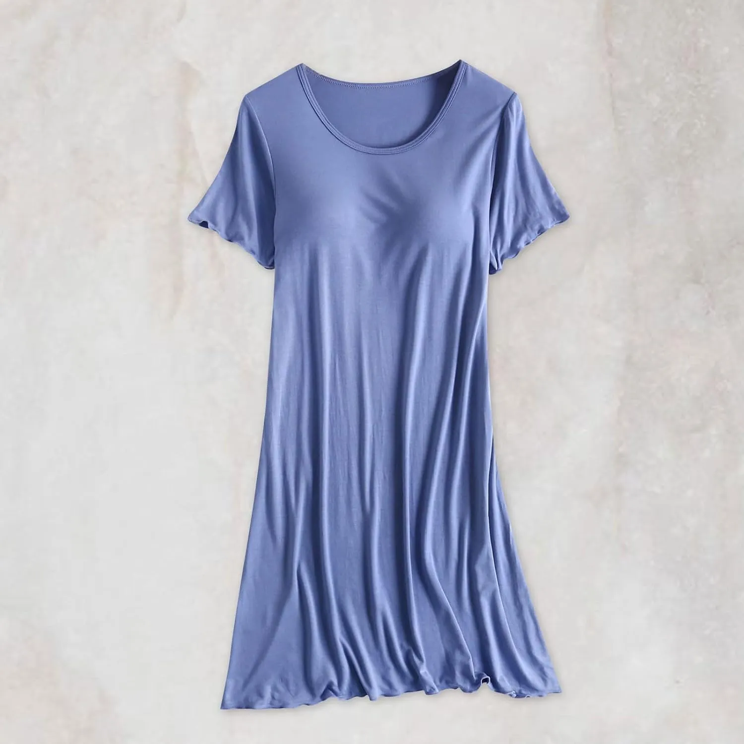 Womens Soft Nightgown Short Sleeve Nightshirt with Built in Bra Solid Sleepwear Comfy Loungewear Pajamas