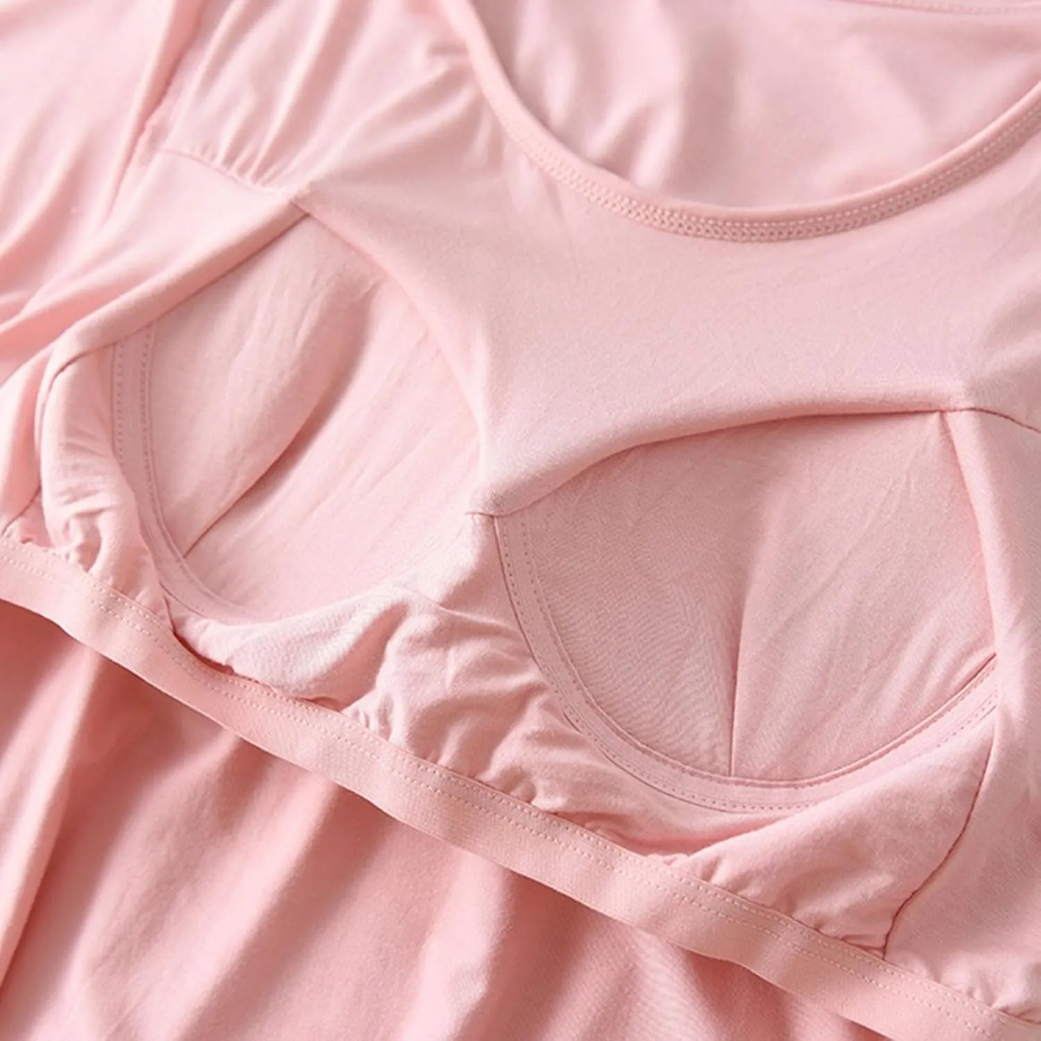 Womens Soft Nightgown Short Sleeve Nightshirt with Built in Bra Solid Sleepwear Comfy Loungewear Pajamas