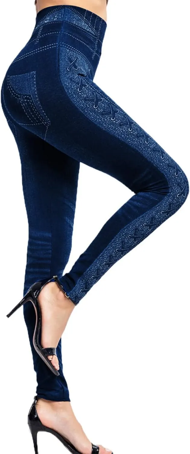 Womens Straight Leg Jeans Flowers Floral Print High Waist Faded Skinny Denim Pants Casual Slim Stretch Pencil Jegging