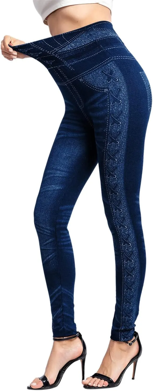 Womens Straight Leg Jeans Flowers Floral Print High Waist Faded Skinny Denim Pants Casual Slim Stretch Pencil Jegging
