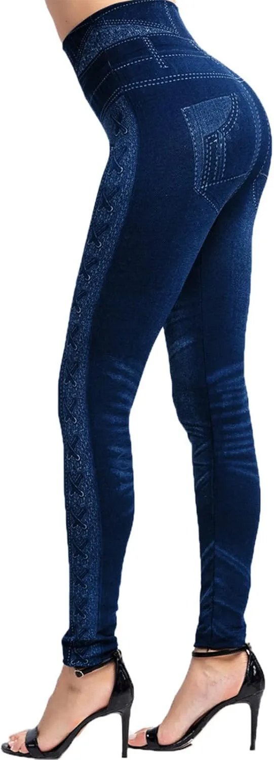 Womens Straight Leg Jeans Flowers Floral Print High Waist Faded Skinny Denim Pants Casual Slim Stretch Pencil Jegging