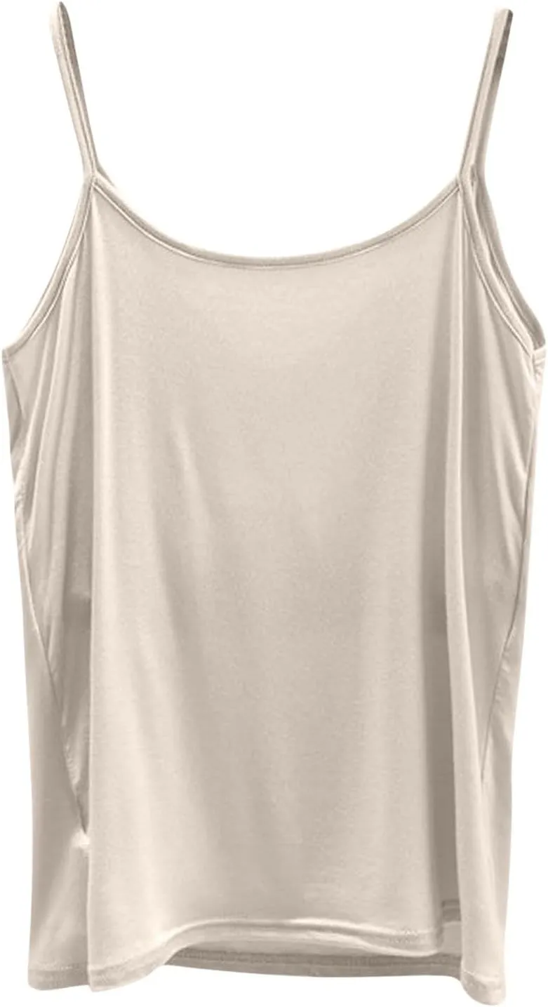 Womens Summer Camisole with Built in Bra Sleeveless Spaghetti Strap Basic Tank Tops 2025 Summer Workout Yoga Clothes