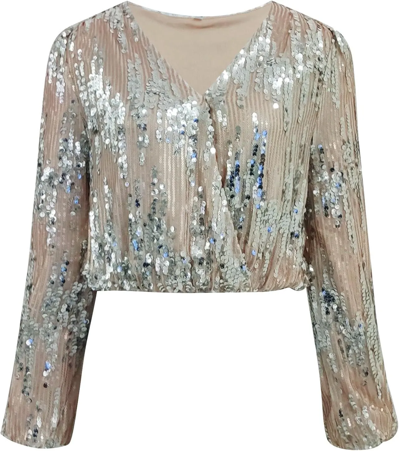 Womens Summer Fashion Sequin Tops Glitter Gradient Printed V Neck Top T Shirt Sparkle Shimmer Tanks Tops Blouses
