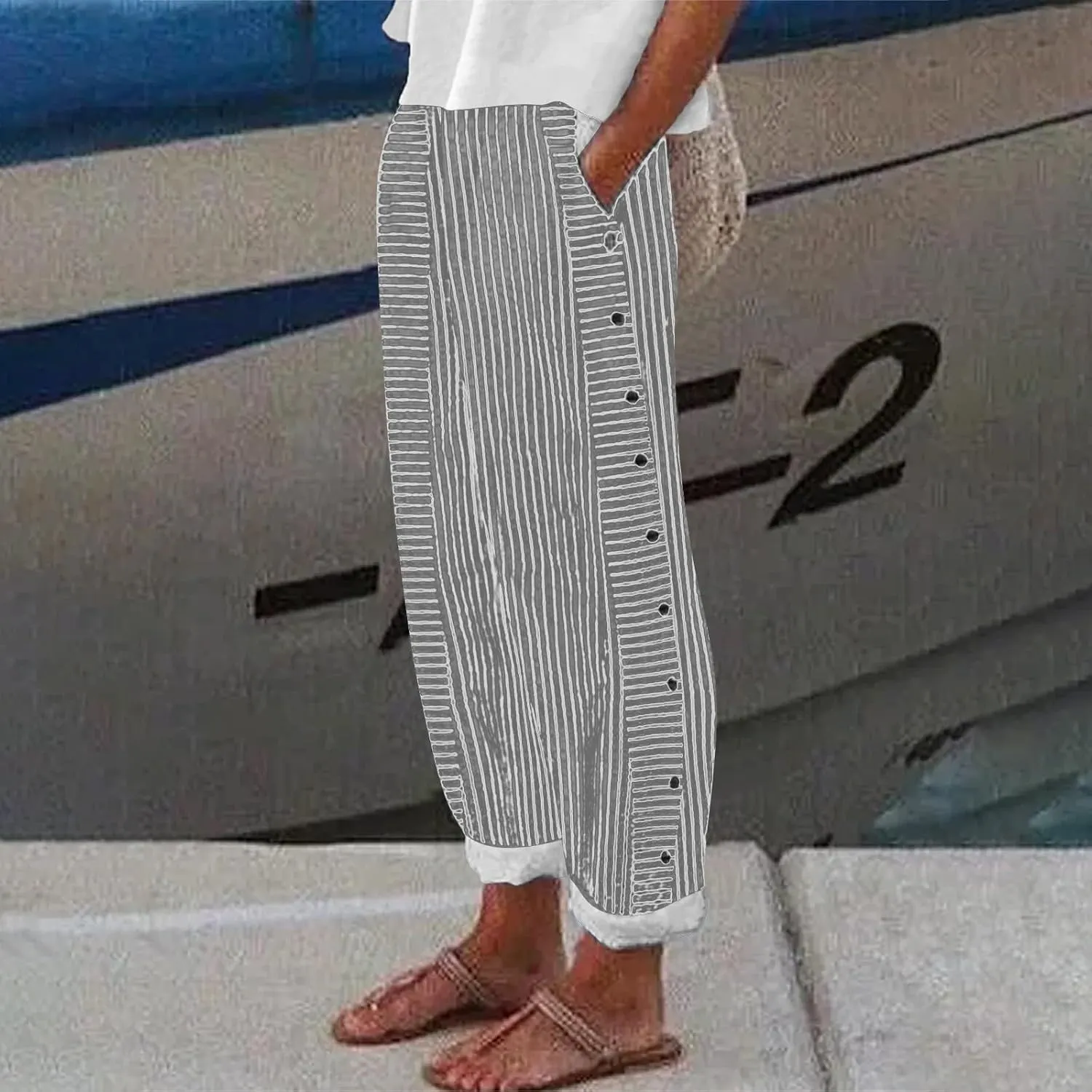 Womens Wide Leg Pants Leg Pants Fashion Drawstring Elastic Trousers Comfy Straight Long Fall Fashion Outfits
