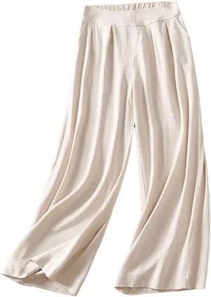 Women's Wide Leg Pants with Pockets High Waist Loose Casual Trousers Business Casual Pants Elegant Vacation Pants