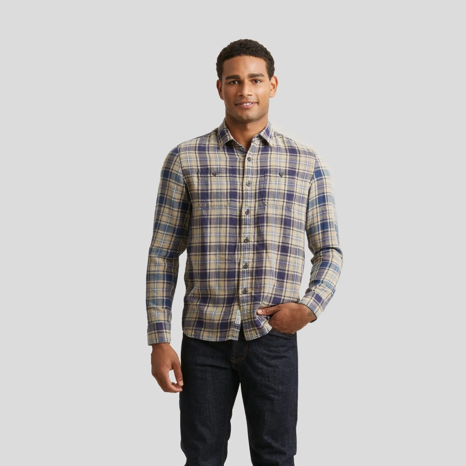 Wooton Power Loom Twill Long Sleeve Shirt - Blue Depth/Humus (Final Sale)