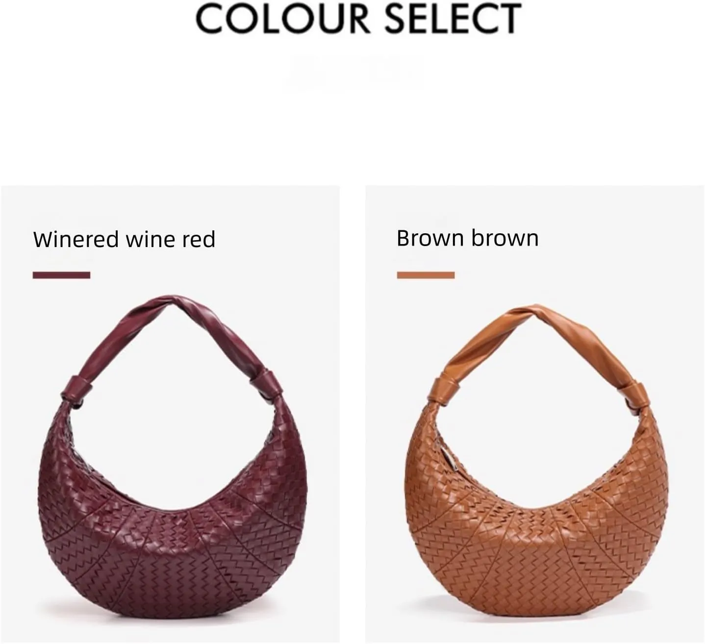 Woven Leather Hobo Bag, Crescent Shaped Handbag, High Capacity Crossbody Shoulder Bag, Cross Pattern Dumpling Retro Trend
