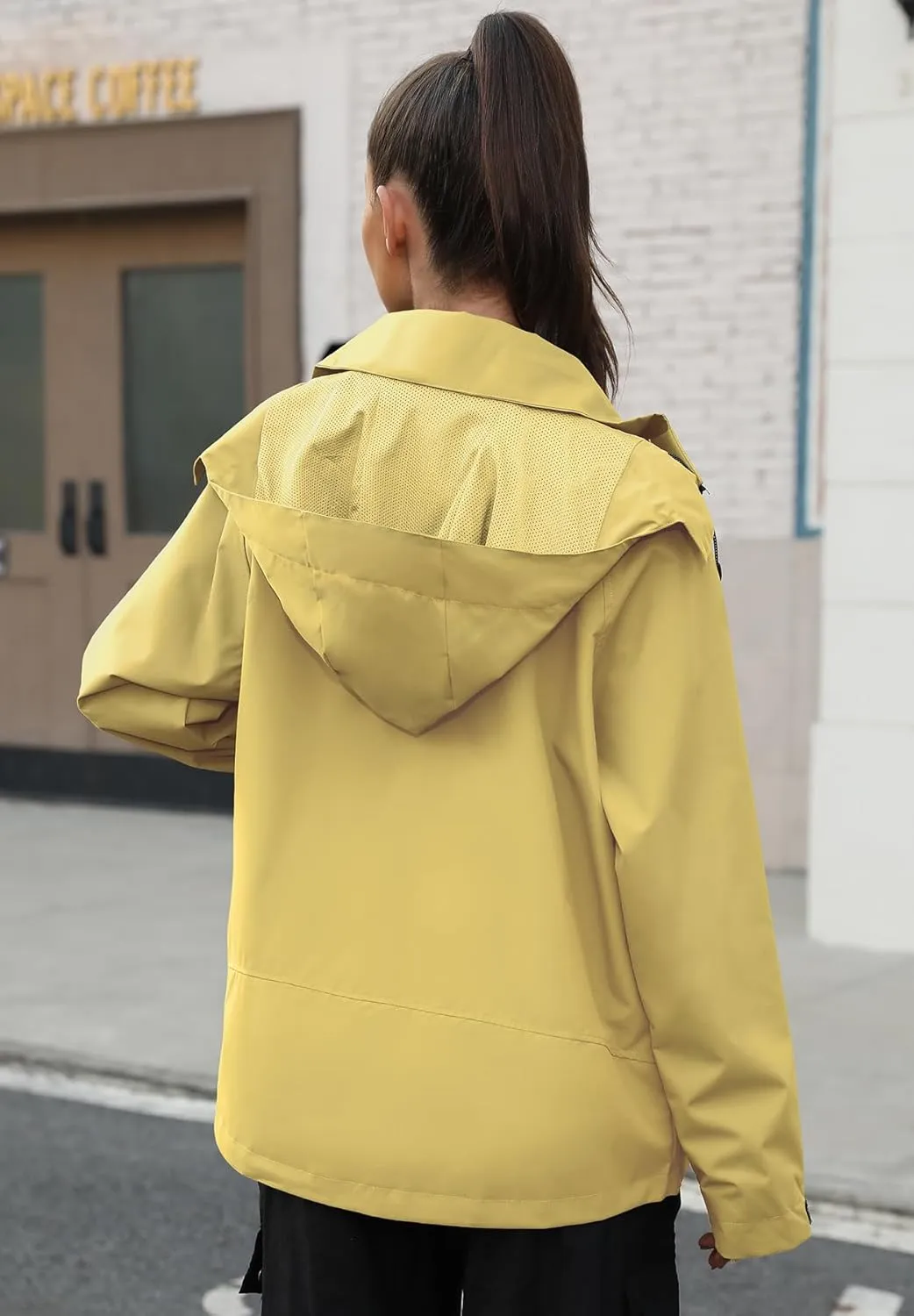 Zando Waterproof Rain Jacket Women Lightweight Raincoat for Women Loose Fit Windbreaker Jacket with Hood Hiking Outdoor
